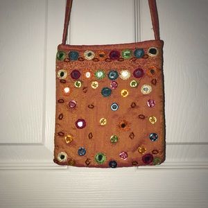💥EUC! Shimmery Buttons & Mirrored Bag